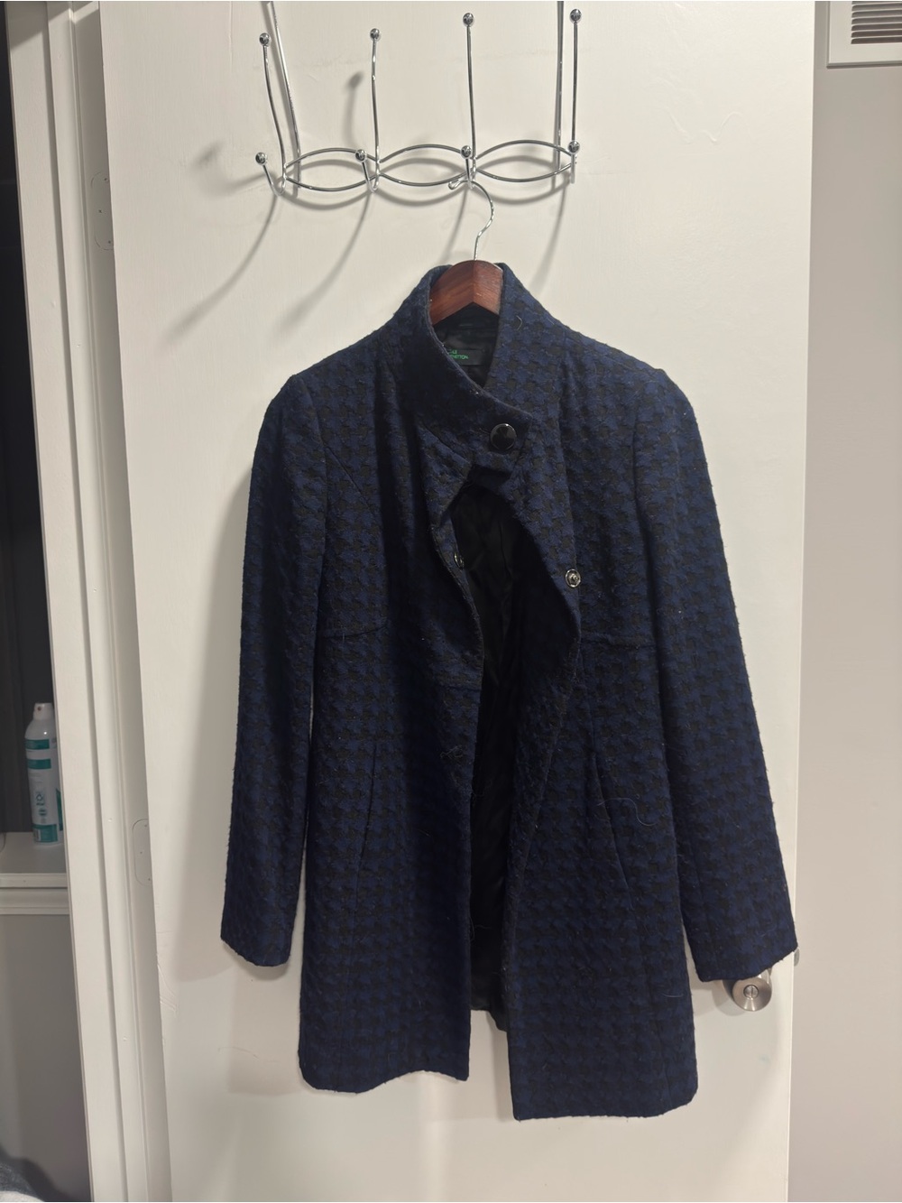 Vintage United Colors of Benetton Blue Bouclé Tweed Coat – Made in Italy